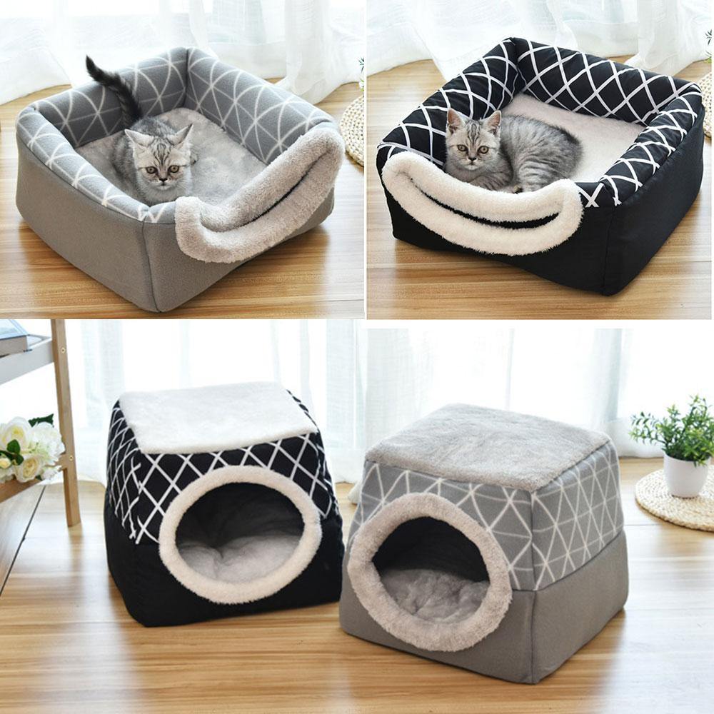 TSLBW Lit pour chat - Lit pour animal domestique - Maison douce et  confortable - Lit chaud pour chat et chiot
